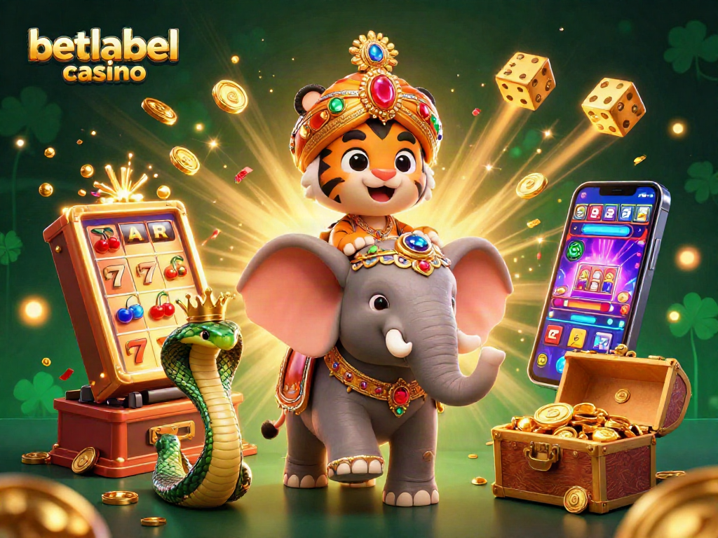 Experience the excitement of betlabel casino with vibrant visuals of a jackpot explosion and characters.