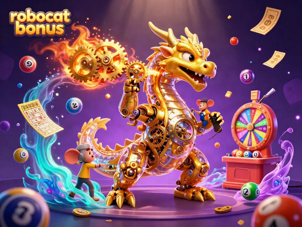 Engage with the exciting robocat bonus featuring dynamic casino elements and vivid 3D illustrations.